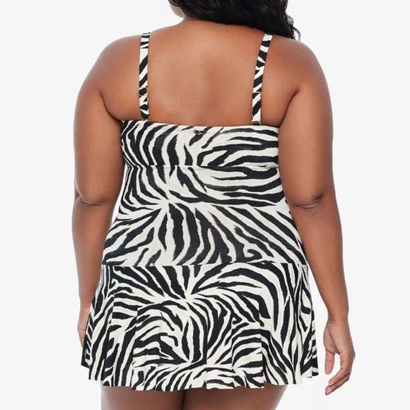 Lauren Ralph Lauren Plus Size Skirted One Piece Swimsuit Zebra Print - Picture 16 of 16